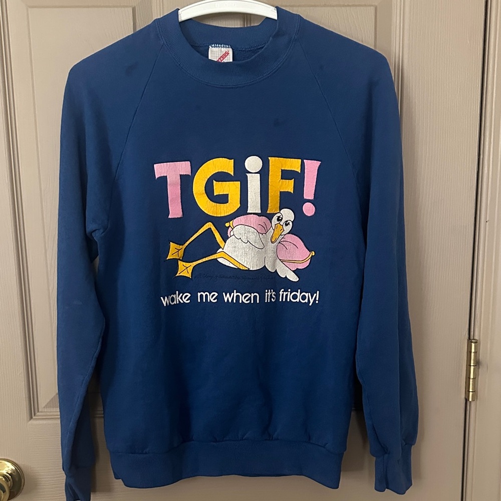 Vintage TGIF Graphic Crew Neck Sweater